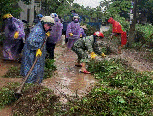 Hội LHPN xã Tịnh Phong ra quân dọn vệ sinh môi trường và trồng hoa ven đường