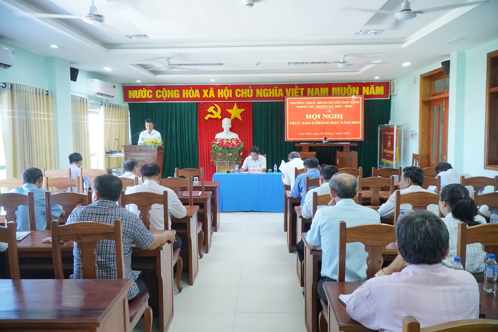 Thường trực HĐND huyện Sơn Tịnh hội nghị trực báo 6 tháng đầu năm 2024