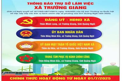 Thông báo trụ sở làm việc xã Trường Giang, tỉnh Quảng Ngãi