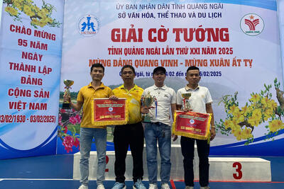 Huyện Sơn Tịnh đạt 02 giải Khuyến khích và giải Ba đồng đội tại Giải Cờ tướng tỉnh Quảng Ngãi lần thứ 21 năm 2025